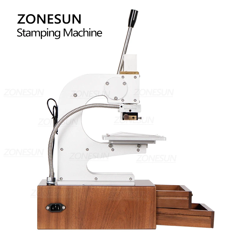 ZONESUN Infrared Positioning Leather Hot Foil Stamping Machine Drawer Collect Letter Heat Press Machine Work with Letters