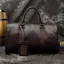 Luxury Genuine Leather Travel Bag for Men Women #3
