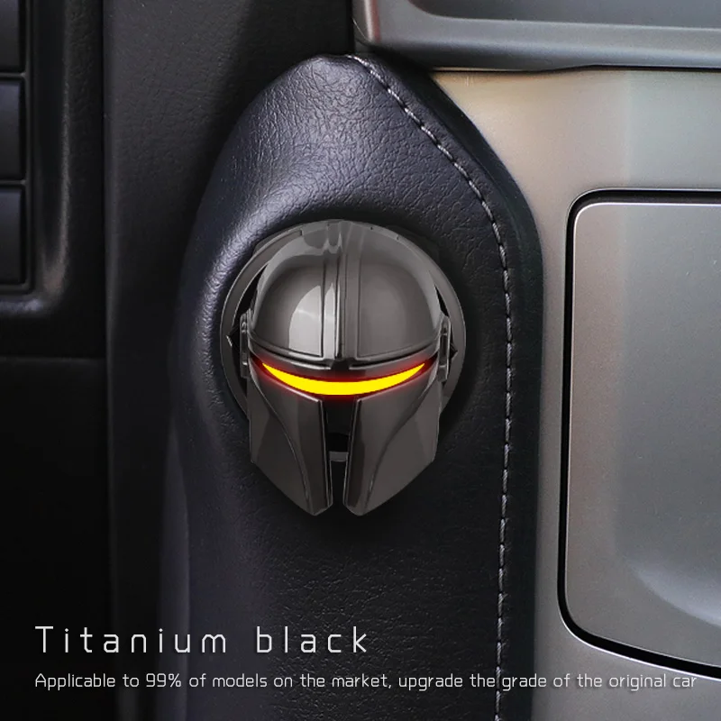 Car decoration Mandalorian one-key start ring ignition switch button decoration cover personality interior cool modification
