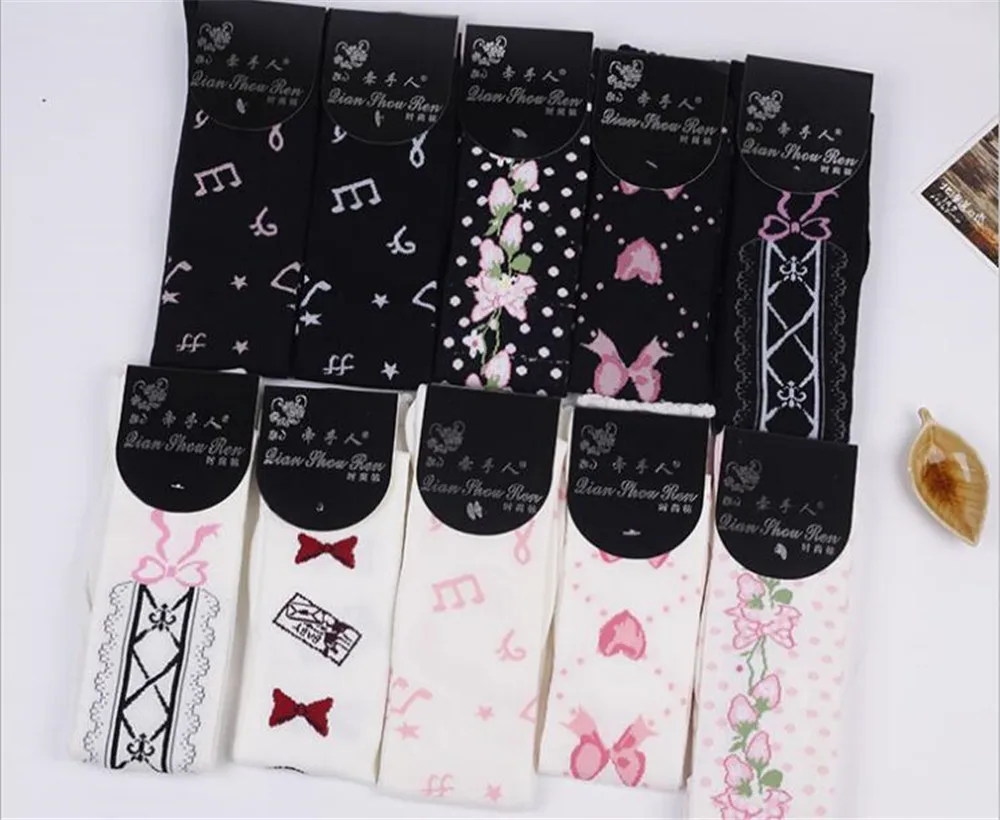 Lolita Charming Legs Cotton Long bow design  Stockings Sock Over the knee Stockings Lovely girls B413