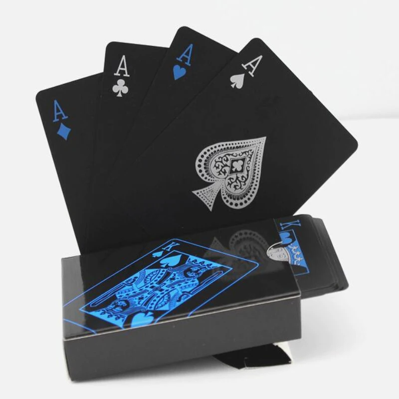 

55pcs/Deck Waterproof Plastic Pvc Playing Cards Set Pure Color Black Poker Card Sets Classic Magic Tricks Tool Props