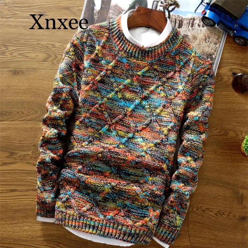 

Fashion Mens Christmas Sweater Casual Slim Fit Male Clothing Long Sleeve Knitted Pullovers Winter Thick Sweater O Neck Vintage
