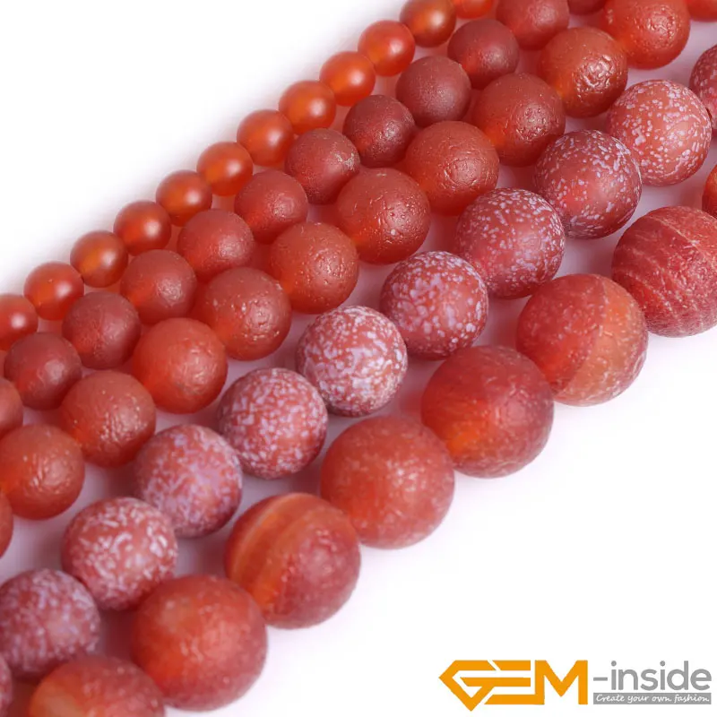 Natural Frosted Red Agates Round Loose Spacer Accessorries Beads For Jewelry Making Strand 15 inch DIY Jewelry Bead For Gifts