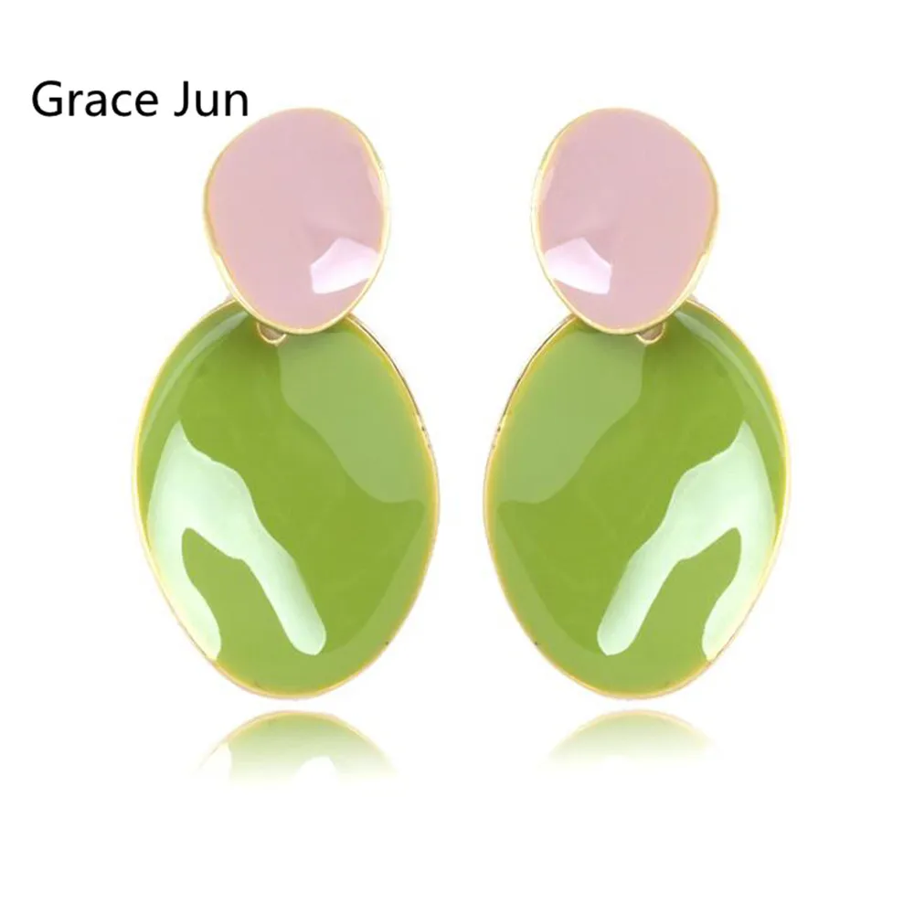 Grace Jun 2 Color for Choose Oval Geometric Shape Clip Earrings Without Piercing  Xmas Earrings Ear Cuffs for Women Best Jewelry