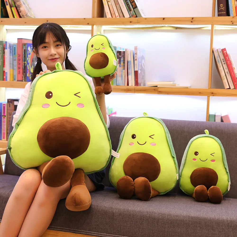 Cute Plush Avocado Toys Stuffed Fruit Avocado Pilliow Sofa Cushion Stuffing Doll Avocado Doll for Kids Toys Gift