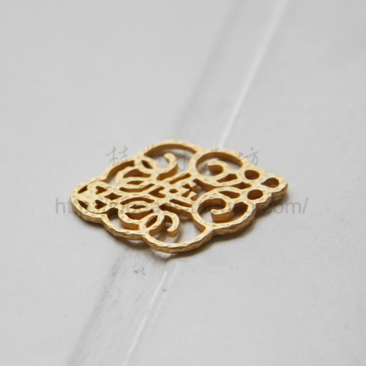 One Piece Premium Plated Solid Brass Charm - Textured Link - Fancy Filigree 30x23mm (10526Z)