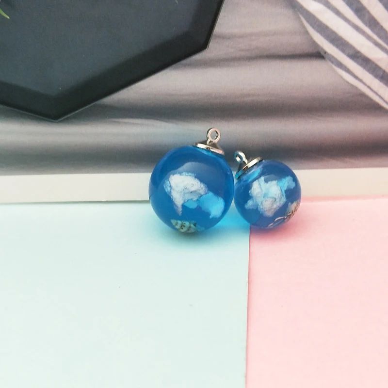 6pcs/lot Glass Ball Charms Pendants Blue Sky And White Clouds Bird Charms Fit Jewelry DIY Earring Necklace Accessories Handmade