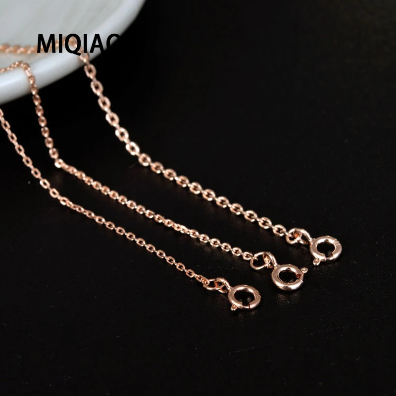 

MIQIAO 925 Sterling Silver Rose Gold Color O-chain Long 40 45 50 55 60 65 70 80 CM Wide 1.2 1.5 MM Necklace Fashion Women