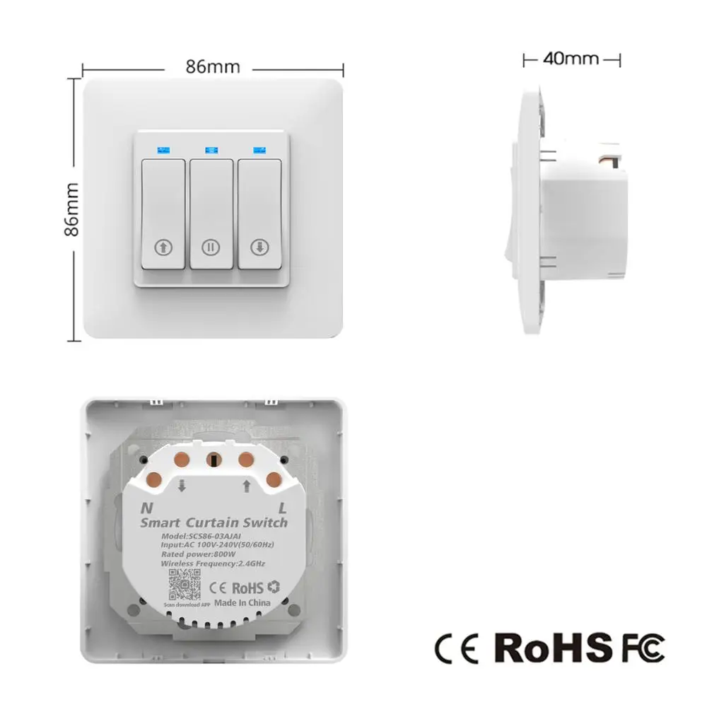 AVATTO WiFi Curtain Blind Switch for Roller Shutter Electric Motor, Work With Tuya APP Google Home Alexa Voice Remote Control