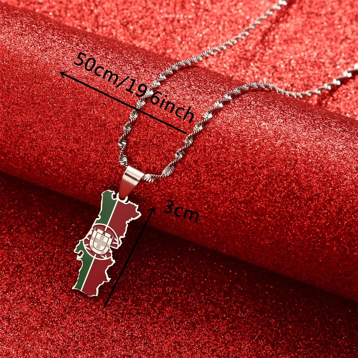 Portugal Map Flag Pendant & Necklace Chain Women Gold Color Jewelry Portuguese PRT For Girl Gift