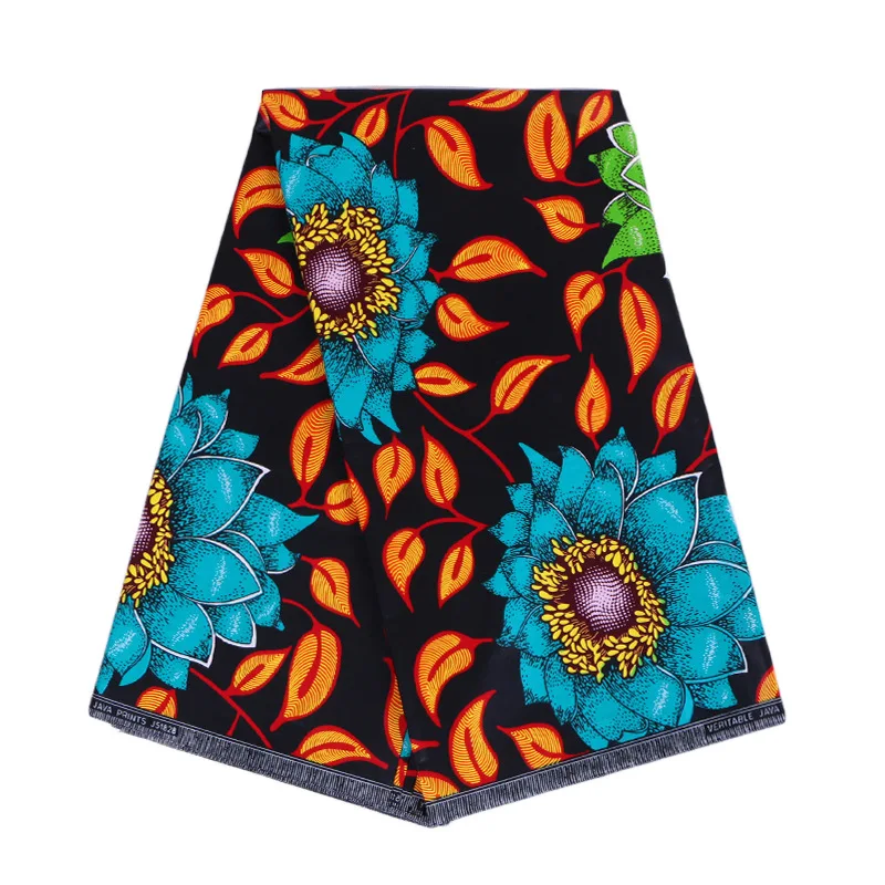 Tela 2019 algodón con estampado de hojas y flores, tejido azul y verde, naranja, 100% yardas,