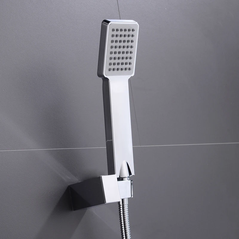 

Square High Pressure Shower Head Water Saving Rainfall Universal ABS Hand Held Shower with Bracket Holder and Hose