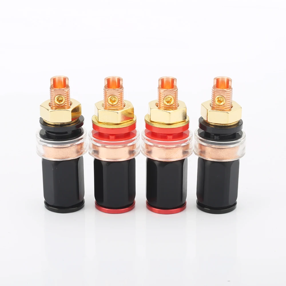 

Swiss Style Pure Red Copper Plated Amplifier Speaker Terminal Binding Post High Quality Audio Connection