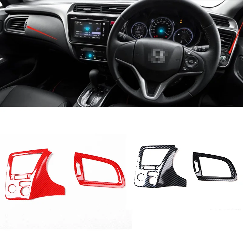 Nadaje się do Honda City 2015-2019 osłona kierownicy z włókna węglowego dekoracja wnętrz tapicerka, przełącznik okna elektrycznego tapicerka 2017 2016 — zdjęcie 6