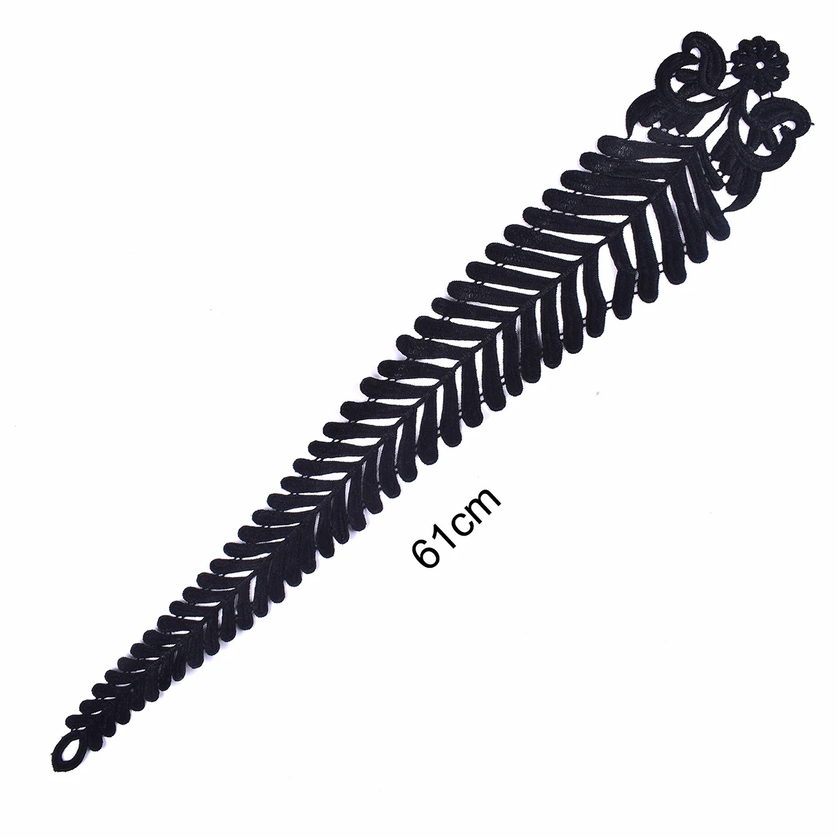 1Pc Long Black Leaf Lace Trim Patch Wedding Sewing Applique Crafts Lace Fabric For Wedding Dress Decoration