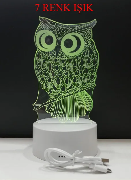 Owl 3D night light lamp Gift,love,family,friendship,celebration,fun,Joke, cute, Ships from Turkey