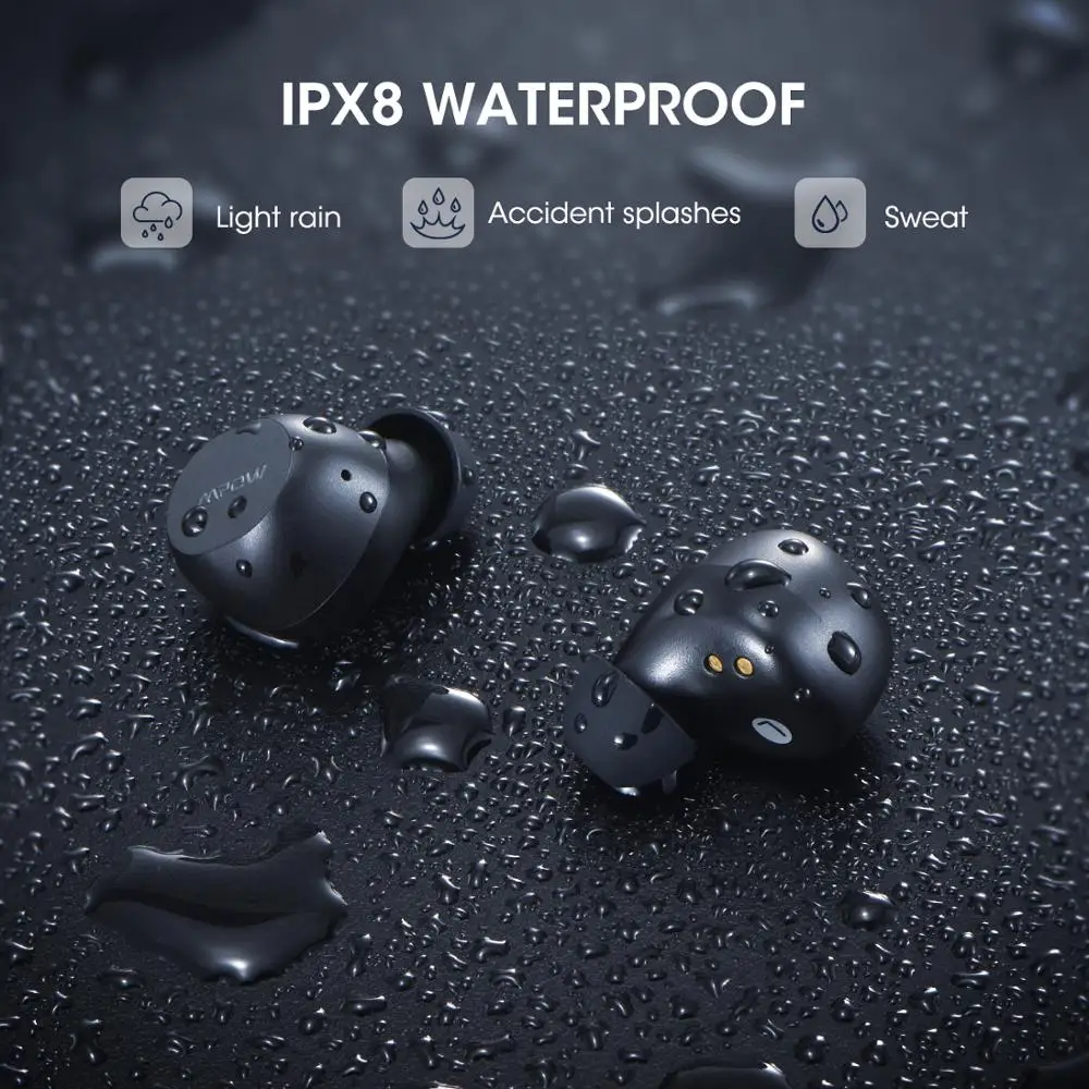 Mpow M12 بلوتوث 5.0 في الأذن سماعات IPX8 مقاوم للماء سماعات لاسلكية مع 25H اللعب والتحكم باللمس آيفون 11 Plus/X/XR