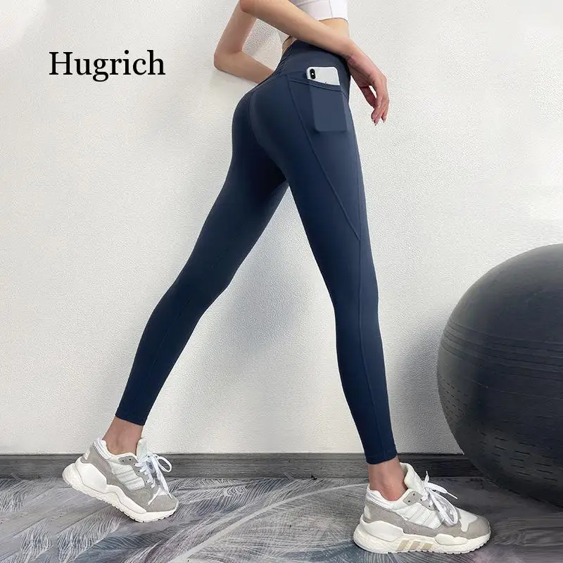 Pantalon de sport élastique pour femme, taille haute, pêche, vêtements de Fitness, séchage rapide, pour course à pied, automne et printemps