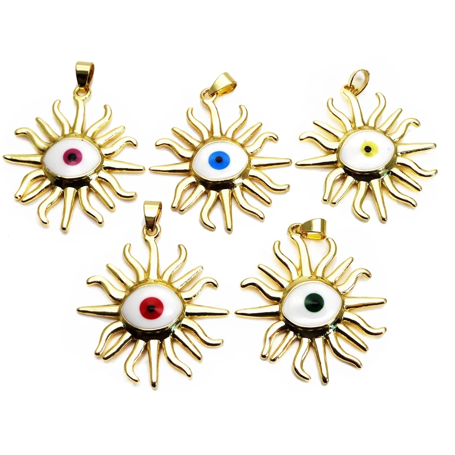 Copper plating gold devil eye Pendant sun eyes pendant Contracted  Pendant necklace chain DIY jewelry accessories