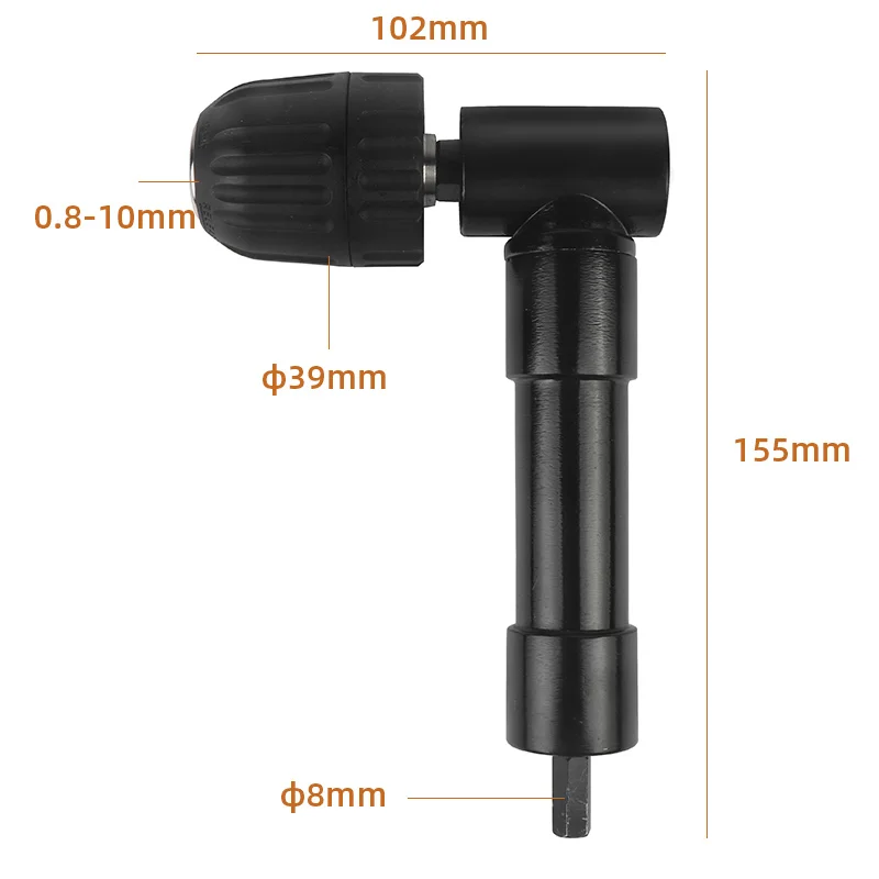 90° Electric Drill Adapter Angled Adapter Keyless Chuck Bend Extending Three-jaw Chuck Range 0.8-10mm Attachment Rotary Tools