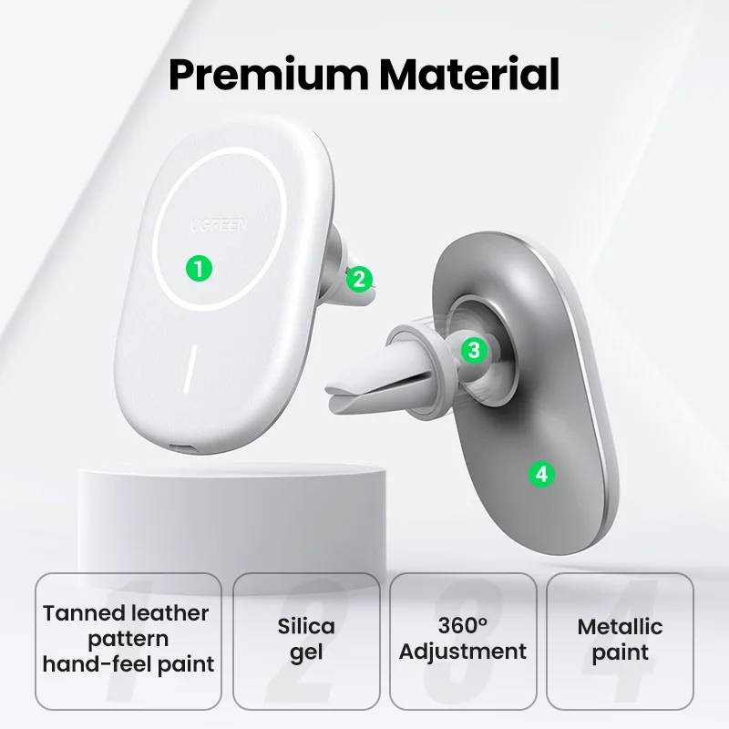 UGREEN 자기 무선 자동차 충전기 아이폰 13 12 무선 충전 Qi 자동차 전화 홀더 공기 환기 무선 자동차 충전기
