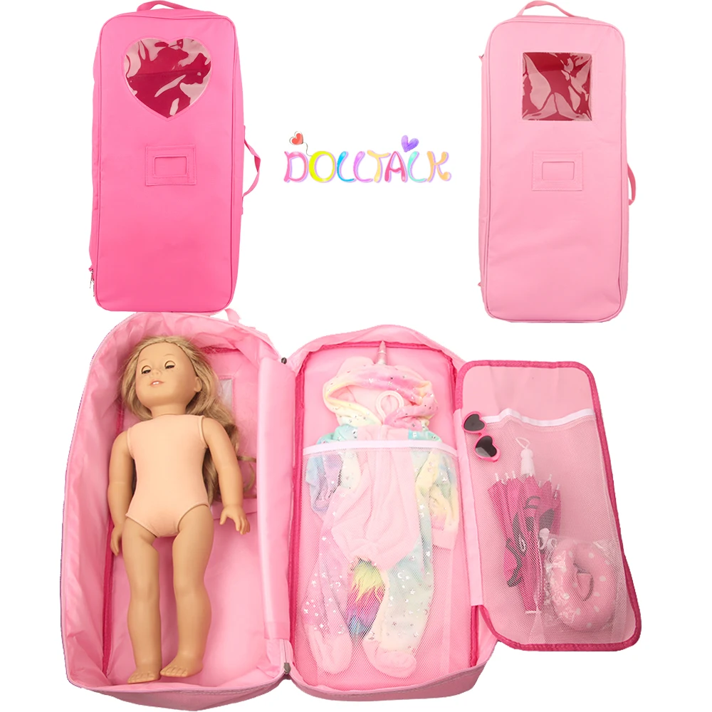 

18 Inch American Doll Bag Pink Rose Go Out Doll, Doll Clothes, Doll Accessories Bag 43cm Baby Born creation Doll Storage Handbag