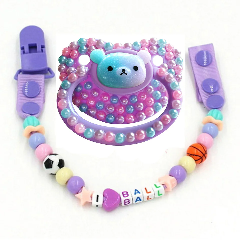 Handmade Adult Pacifier Adult Baby Pacifier Clip Chain Personalized Dummy Holder For Nipples Clips Silicone Teething Beads