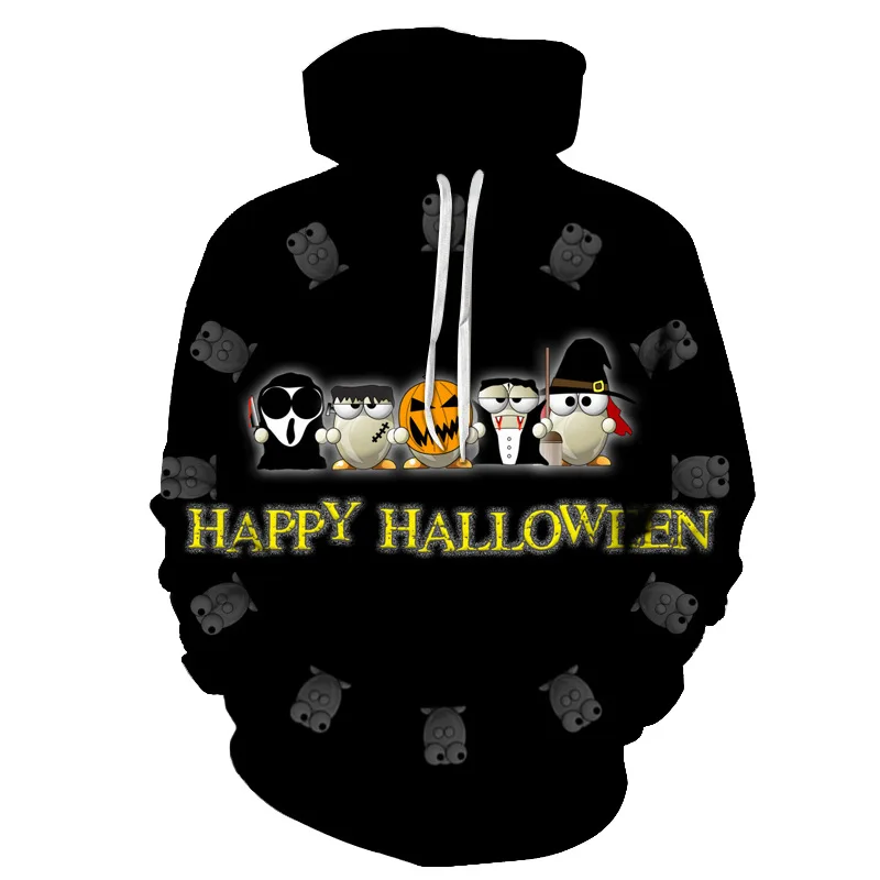 Mens Scary Happy Halloween Pumpkin 3D Print hooded Party Long Sleeve Halloween Autumn Winter black Hoodie coat Sweatshirt