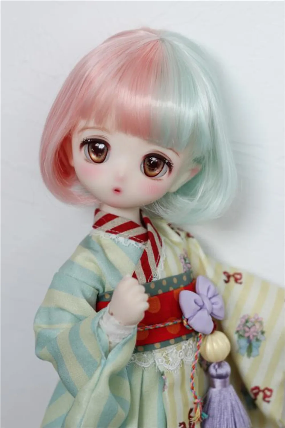 BJD wig 1/3,1/4,1/6 Wig High Temperature Silk Powder Green wig bjd Doll Accessories (no dolls)