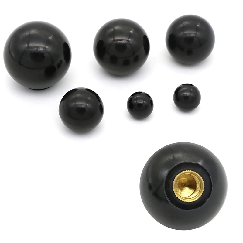 M4/M5/M6/M8/M10 1PCS 6 Sizes Thread Plastic Clamping Copper Core Knob Ball Shaped Head Clamping Nuts Knob Accessories