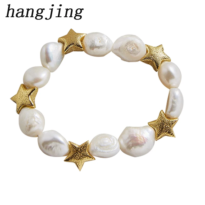 HanJing Fashion Cute Designer New Arrival  Charm Love Women 18 k heart Gold Natual Water Fresh Pearl Bracelets For Women 2019