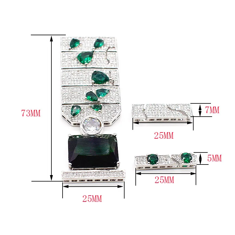 1 Pcs 25x70mm White Gold Plated Cubic Zirconia Micro Pave Connector Necklace Bracelet Pendant Jewelry DIY Findings