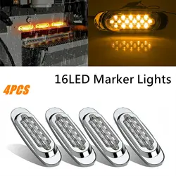 4pcs 16 LED Side Marker Lights for Freightliner Peterbilt Truck Cab Sleeper DC12V Truck Trailer Lorry Warning Fog Light Bar