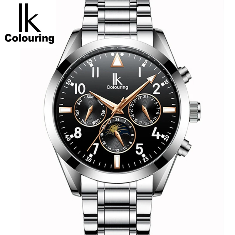 

IK Colouring Automatic Watch for Men Mechanical Wristwatches Skeleton Clock Leather Relojes Hombre Watches Mens 2021