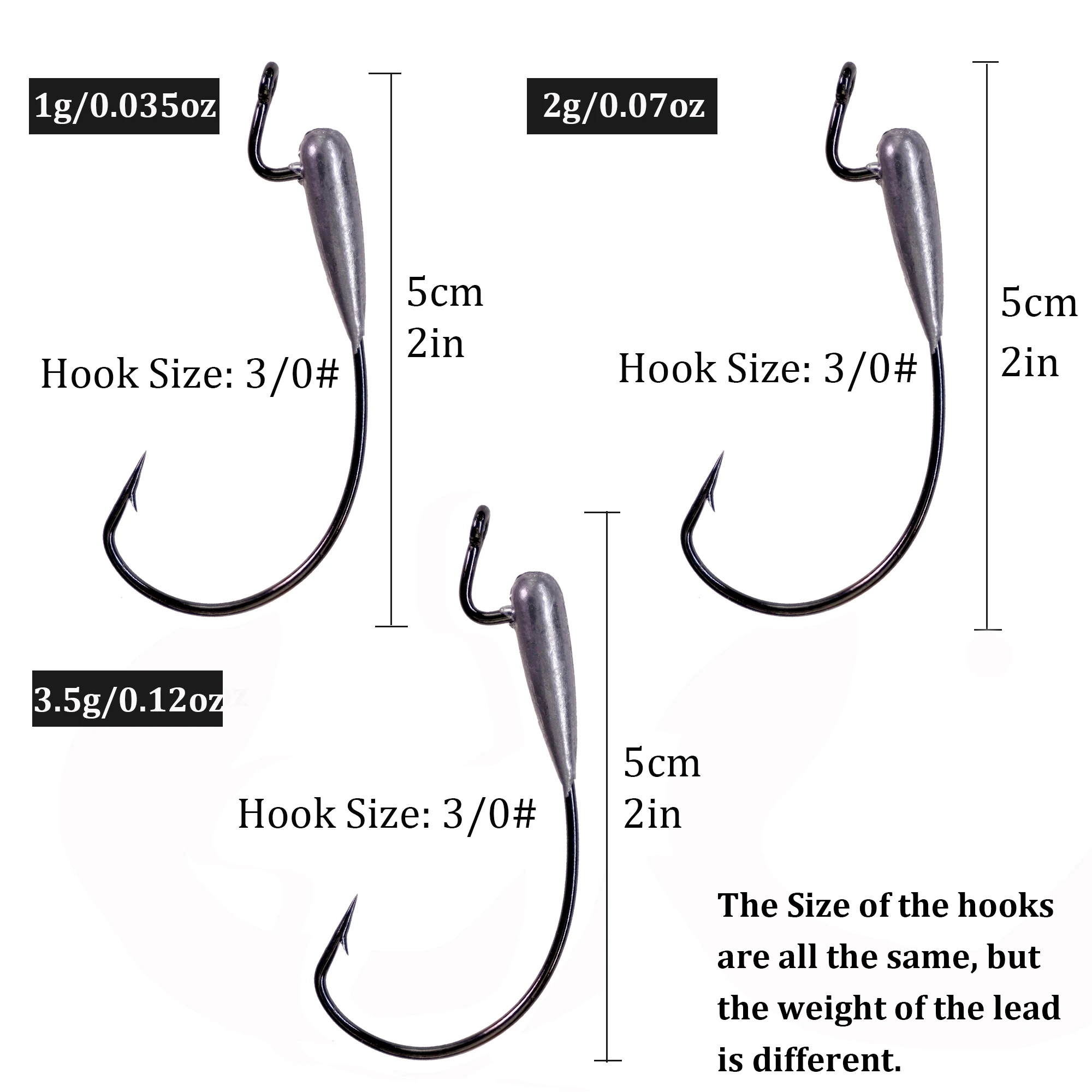 30pcs Mini Jig Head Hook 1g 2g 3.5g Fishing Leaded Heads Hooks For Soft Lure Freshwater Carbon Steel Crank Offset Hooks