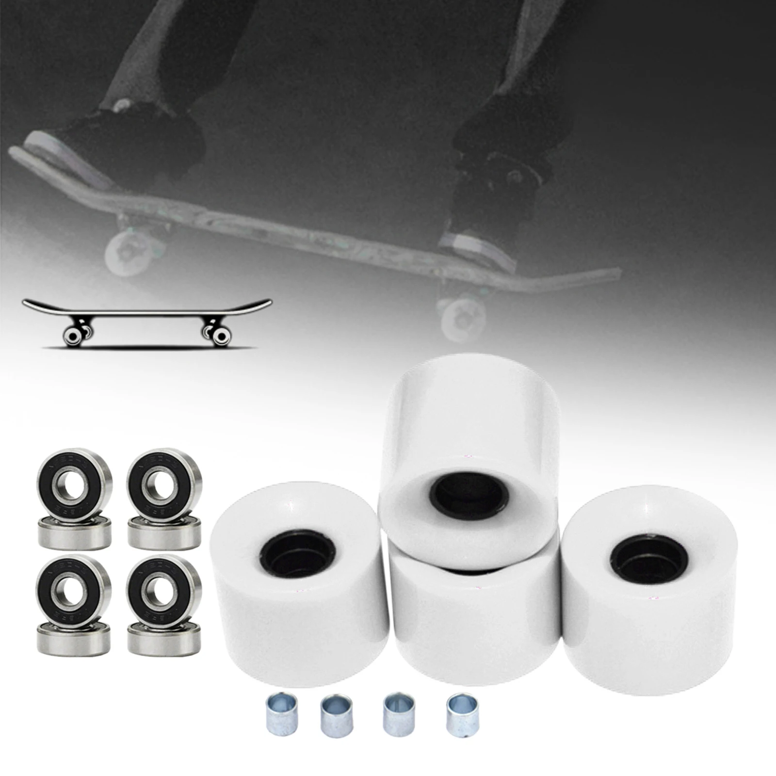 Pacote de 4 rodas de skate longboard profissional 60mm dureza 78a com 8 peças rolamentos espaçadores cruiser rodas