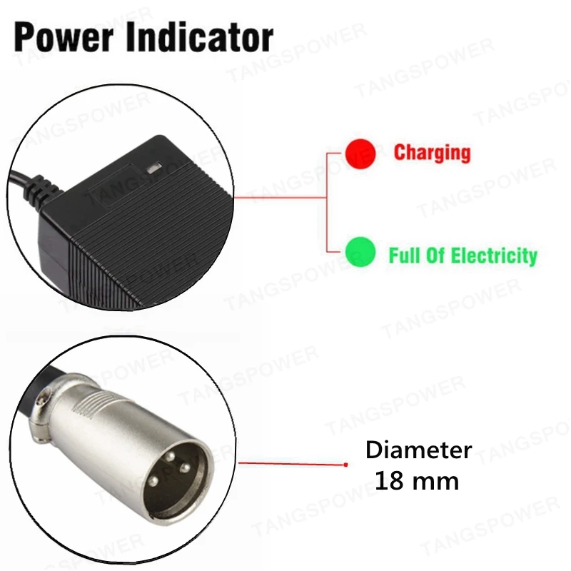 48V 2A Lead-Acid Battery Charger For 57.6V Lead Acid Battery Pack For Wheelchair Golf cart Mower Charger 3-Pin XLR Connector