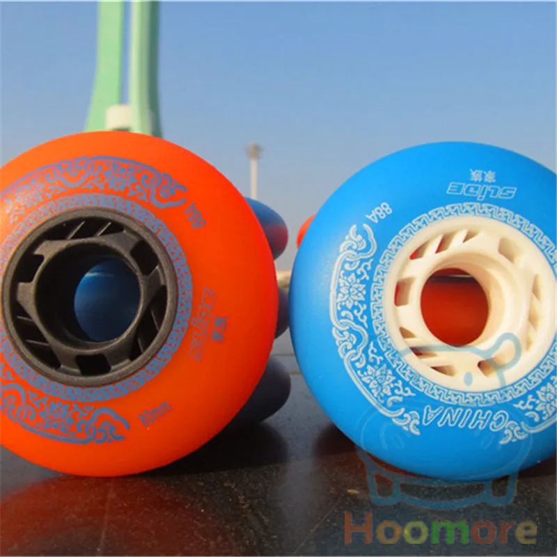 Famous Chinese Branded Slide Wheel for Sliding Inline Skates, 88A with Orange Blue 80mm 76mm 72mm 4 pcs/lot