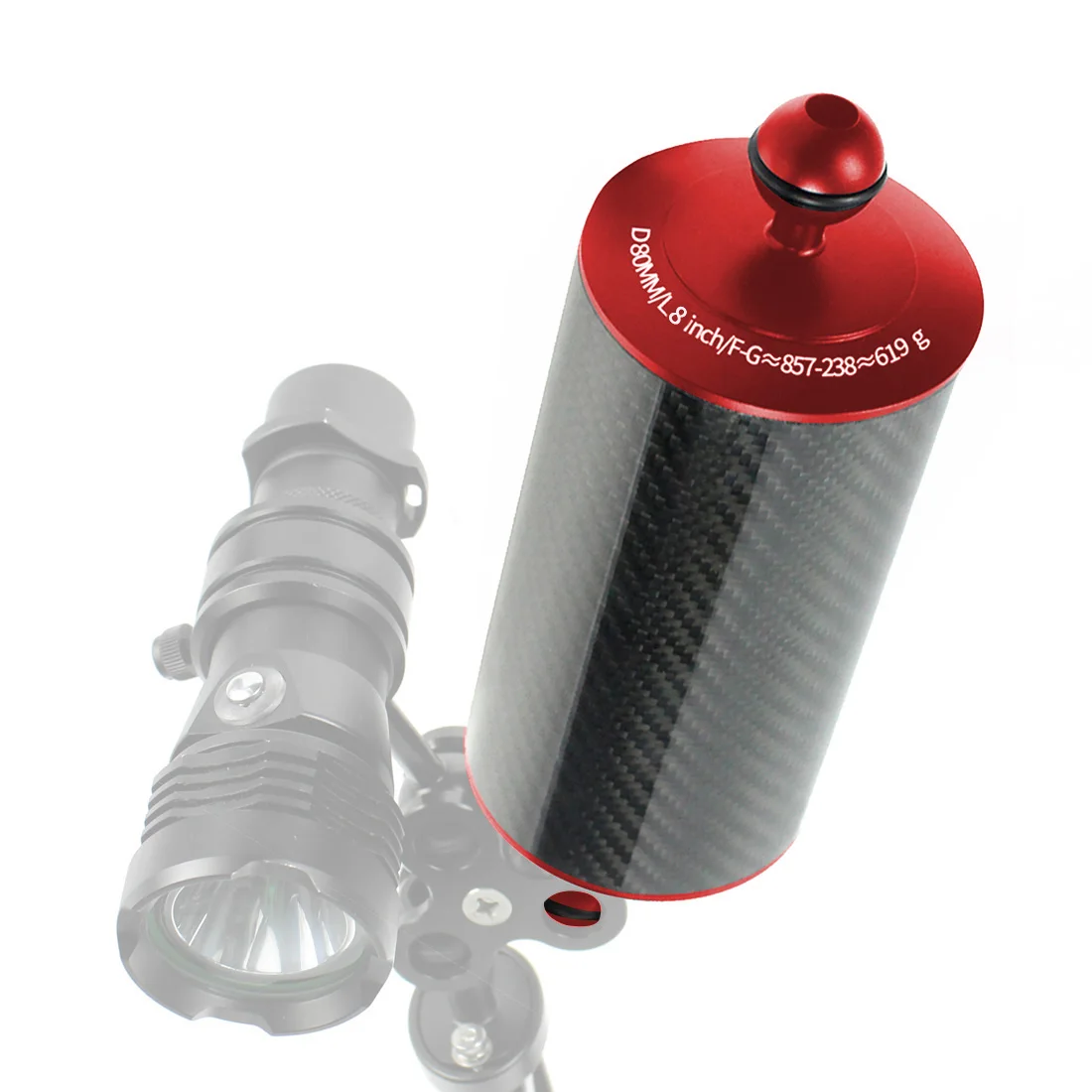 Новый поплавок из углеродного волокна, плавучесть, водная рука, 1 дюйм, двойной шар, плавающий диаметр 80 мм, камера для дайвинга, подводный лоток для смартфонов Gopro