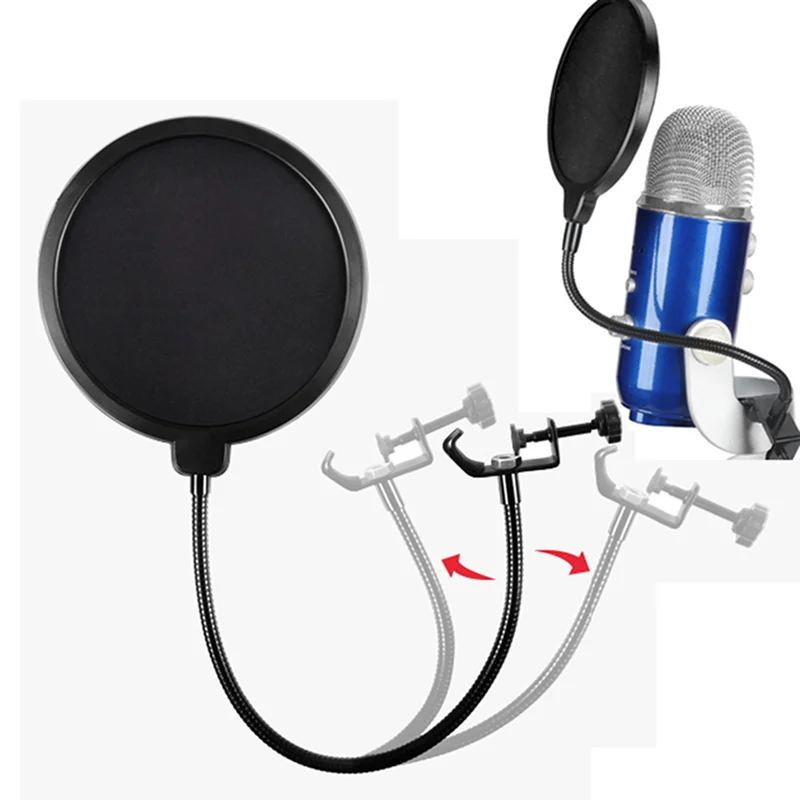 Đen 2 Lớp Phòng Thu Micro Kính Chắn Gió Pop Lọc Cho Nói Tiếng Đầu Ghi Pop Lọc Cho Phát Sóng Trực Tuyến