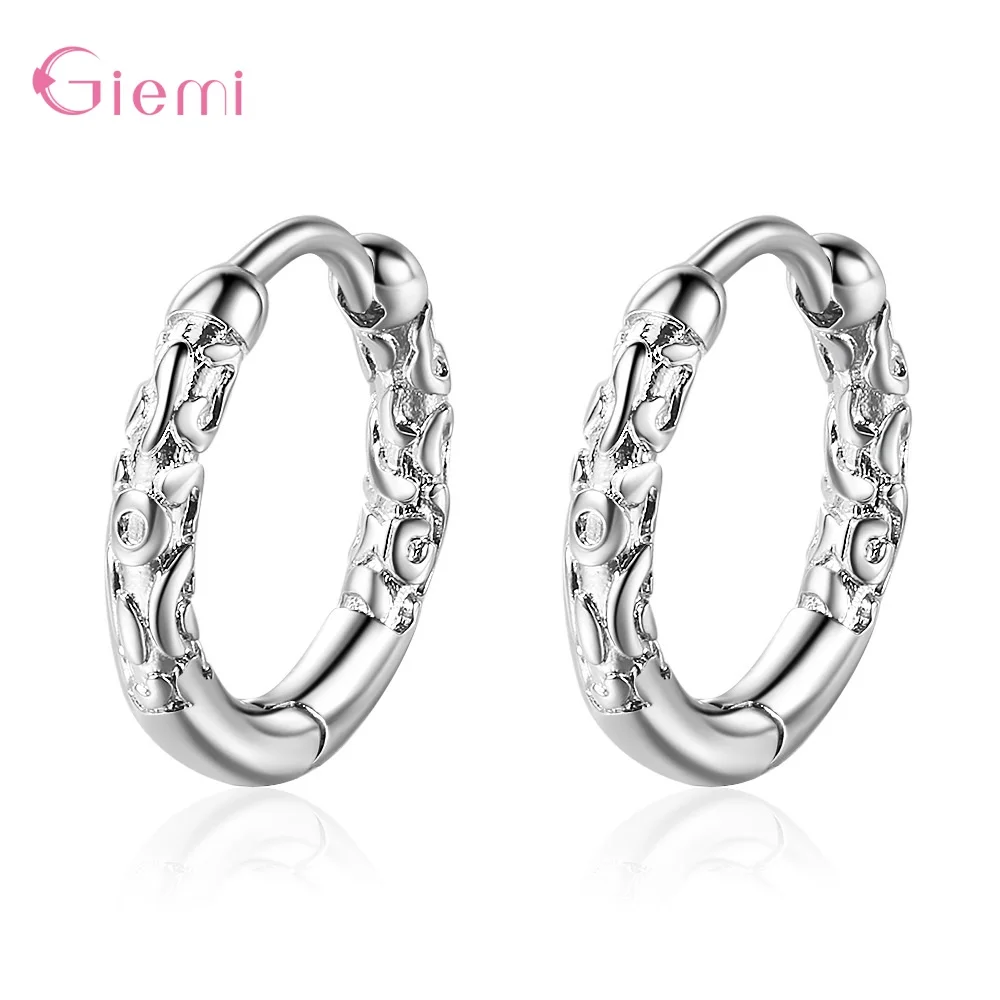 Vintage 925 Sterling Silver Small Circle Hoop Earrings For Women Girl Simple Loop Earrings Jewelry Gift Party Wholesale