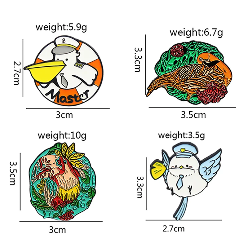 Bird Seagull Parrot Brooches Bird Crane Swallow Enamel Pins Forest Sea Animal Broche Lapel Badge Jewelry Gift Kids Wholesale