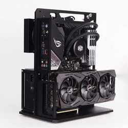 Todo o banco de teste de ar aberto de alumínio compatível ATX MATX ITX Motherboard, resfriamento do computador, vertical, chassi personalizado, PC Case