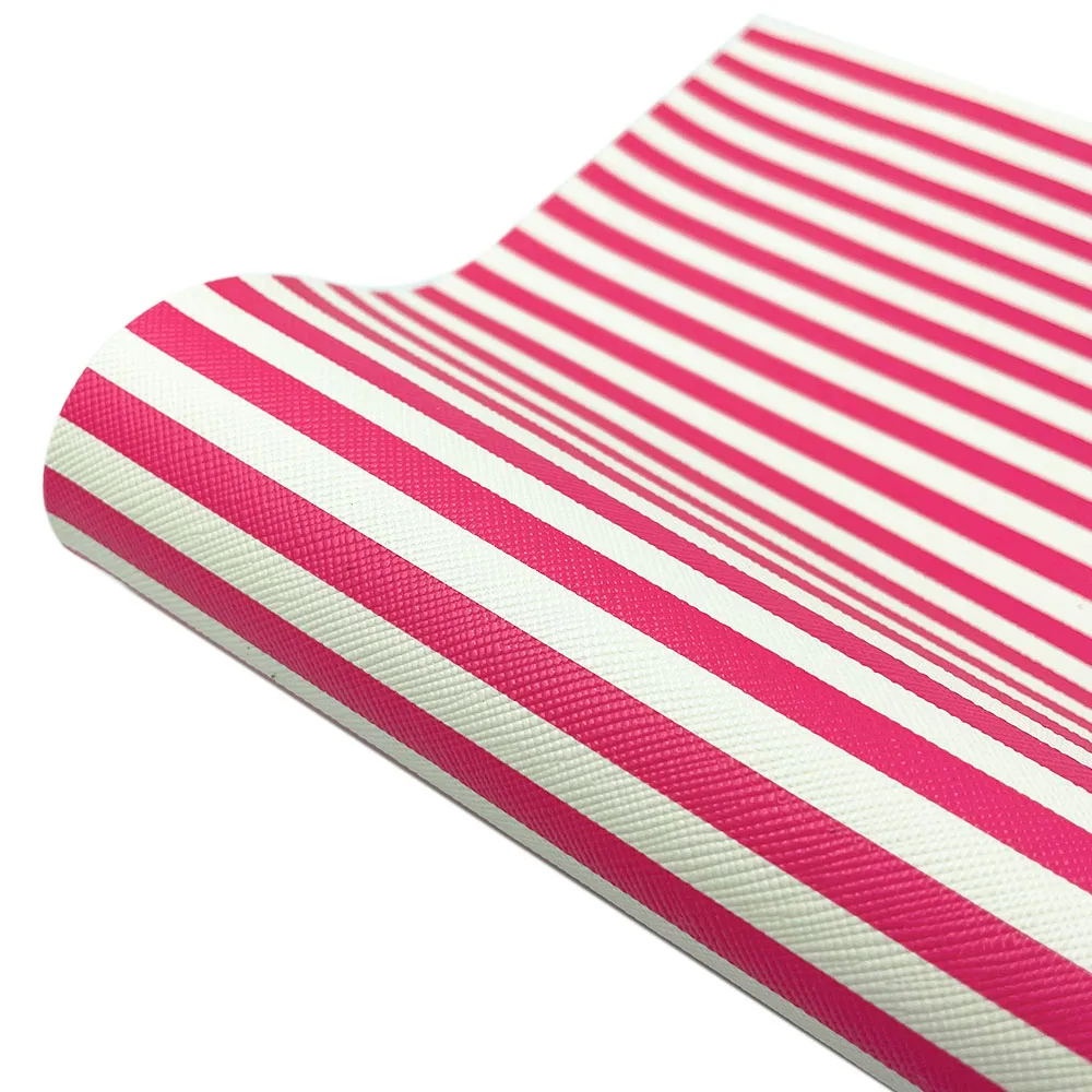 Zebra Crossing Stripe Candy Colour PVC Vinyl PU Leatherette Sewing Fabric Faux Leather DIY Craft Bow Making Material Roll Sheet