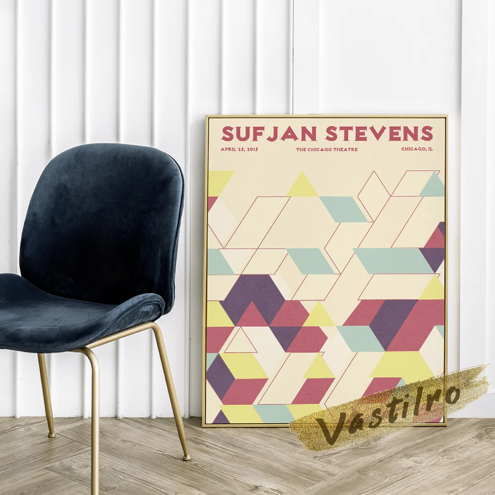 Sufjan Stevens Rock Singer Prints Poster Music Magazine Cover Wall Decor Canvas Painting Geometric Figure Print Art Fans Gift