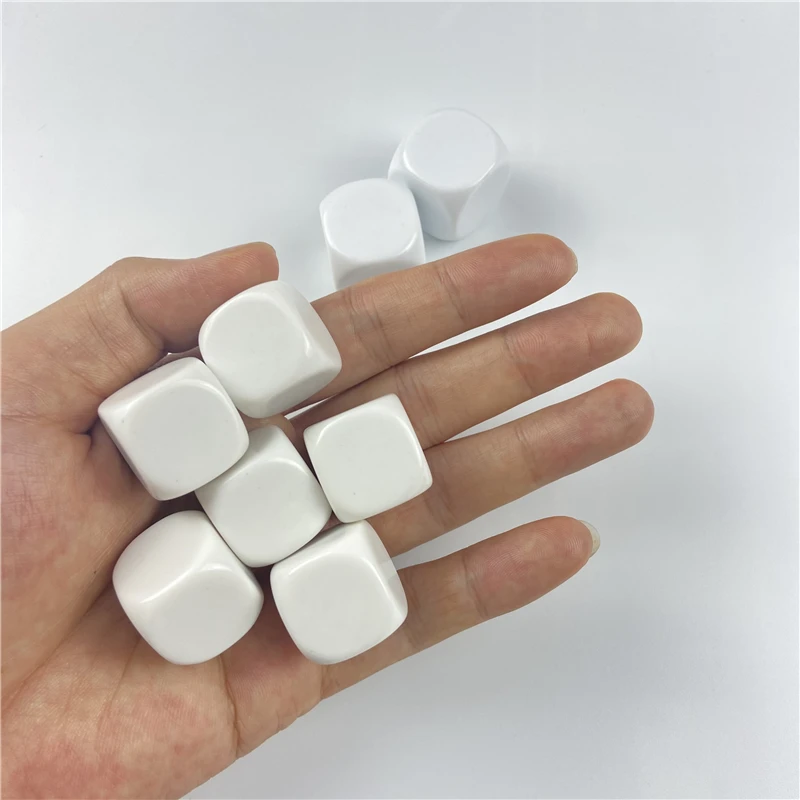 5pcs White 22/25/30mm Blank Dice Acrylic Rounded Board game Corner D6 Blank RPG Dice Write DIY Carving Children Teaching Dice