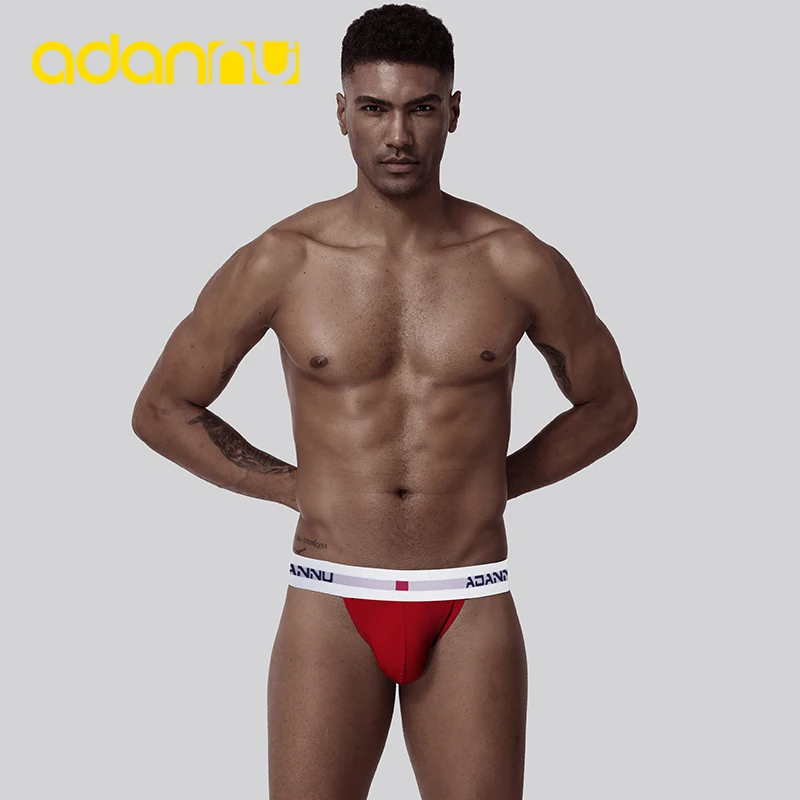 ADANNU Underwear Sexy Men Jockstrap Men Thong Cotton U Pouch Men Thong Male Panties Cueca Tanga Comfortable Underpants AD46