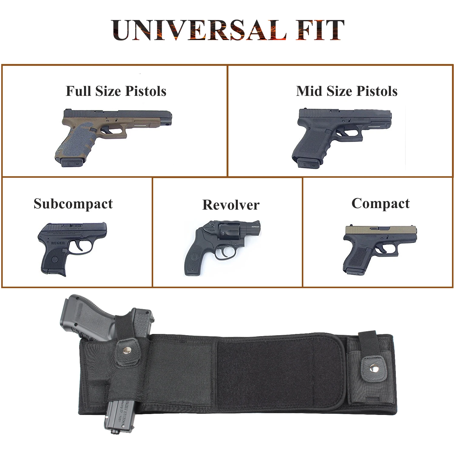 Kosibate Tactical Concealed Pistol Belly Band Holster Airsoft Neoprene Gun Holder with Magazine Pouch