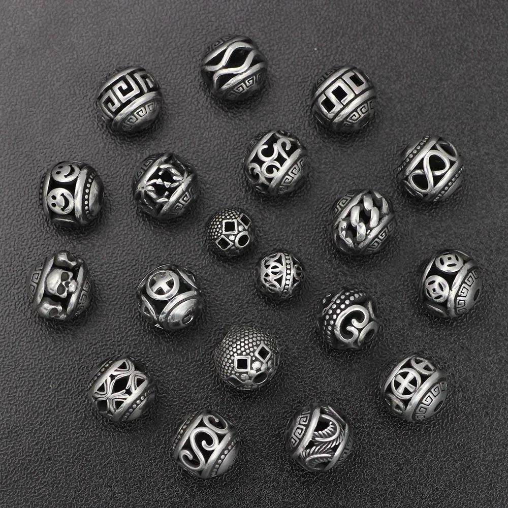 2pcs/lot Vintage Hollow Bead Fit Original Charm Bead 2.0mm Hole 316l Stainless Steel Bracelet DIY Jewelry Making Gift
