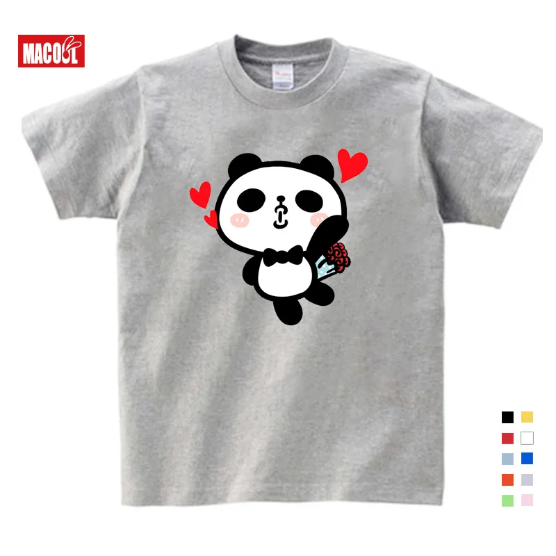 Kids T Shirt Clothing 2020 New Children Panda Print T-shirt Clothes For Boy Girls Summer Short Sleeve Solid Tee Tops Costume